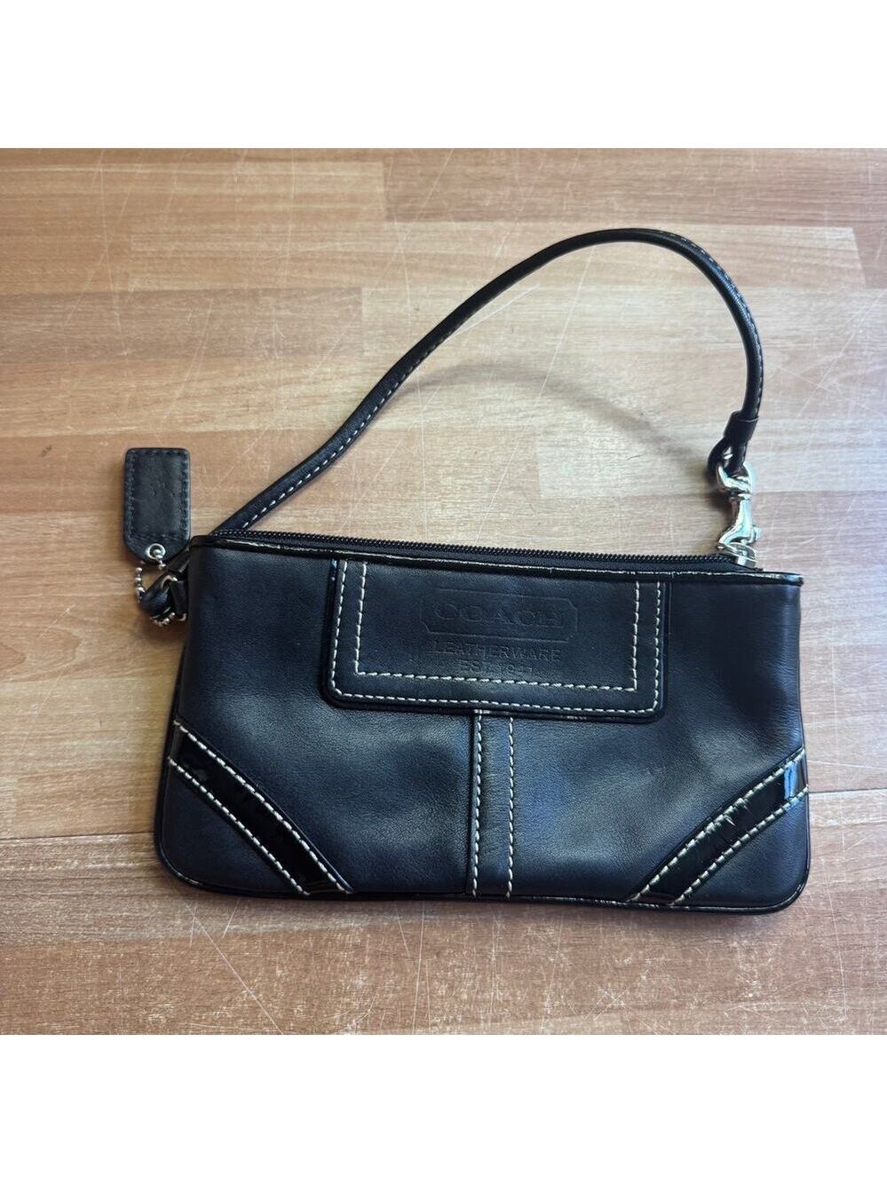 Coach Vintage Black Leather Wristlet
